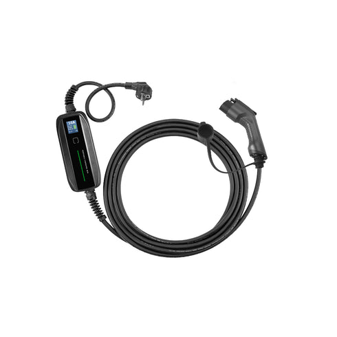 SPARK Black — Schuko / CEE til type 1 / 2 — justerbar ladekabel 8/10/16A — 1-fas — 3,6 kW