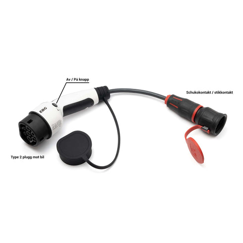 EBG Type 2 til schuko adapter - V2L - Vehicle to load - Beskrivelse - Elbilgrossisten
