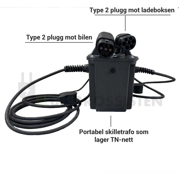 SPARK BOX 2 — Type 2 til type 2 — Portabel skilletrafo / ladekabel til Renault ZOE — 10A / 1-fas — 2,3 kW — Elbilgrossisten