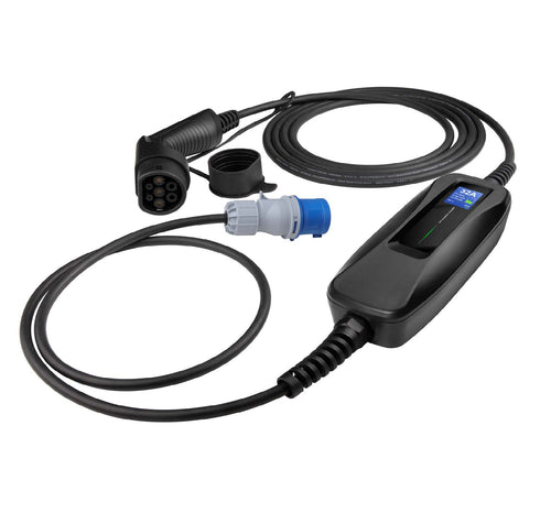 SPARK Blue 32 — Blå CEE til type 1/2 — justerbar ladekabel 6A-32A — 32A / 1-fas — 7,4 kW