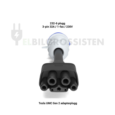 Tesla UMC Gen 2 Adapter - Overgang - 232-6 - 32A 1P 230V - Elbilgrossisten