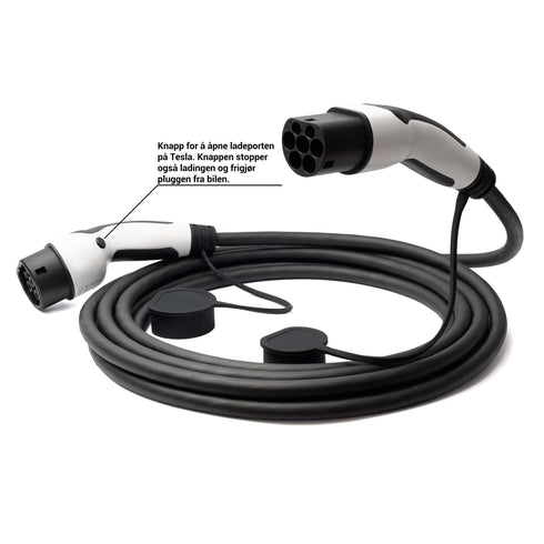 Tesla EVCharge - Ladekabel til med knapp / bryter for Tesla S 3 X Y - Elbilgrossisten