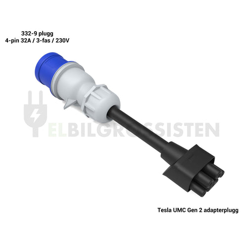 Tesla UMC Gen 2 Adapter - Overgang - 332-9 - 32A 3P 230V - Elbilgrossisten