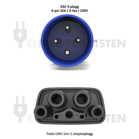 Tesla UMC Gen 2 Adapter - Overgang - 332-9 - 32A 3P 230V - Elbilgrossisten