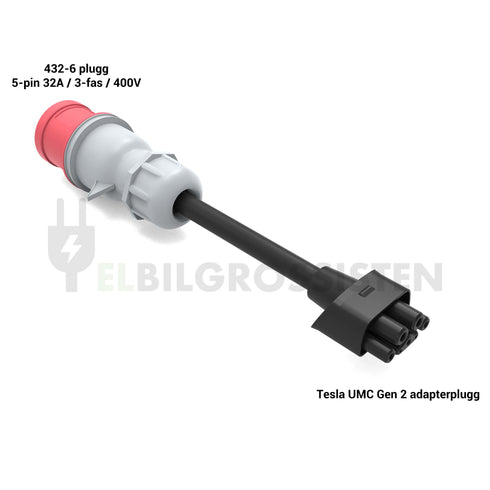 Tesla UMC Gen 2 Adapter - Overgang - 432-6 - 32A 3P 400V - Elbilgrossisten
