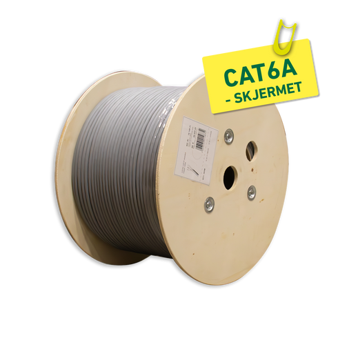 CAT6A F/FTP LSZH GRÅ 305M TROMMEL