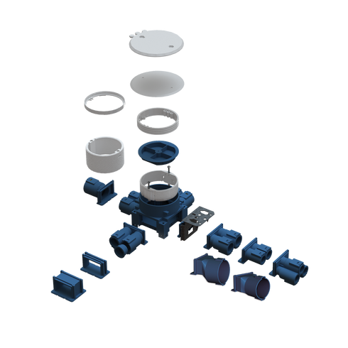 VEGGBOKS UNIVERSAL 1,5 LIGGENDE 4-LØP 24MM M/STENDERFESTE