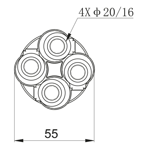 SKAPMUFFE KOMBI 40MM 4X16/20MM