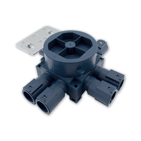 VEGGBOKS UNIVERSAL 6-LØP BLÅ 24MM M/STENDERFESTE