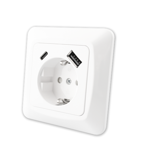STIKK INNF M/J ENKEL M/USB A+C 18W USB SCALA ICE HURTIGKOBLING