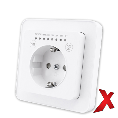 X.STIKK INNF M/J ENKEL M/TIMER HVIT 16A 5 MIN - 8 TIMER