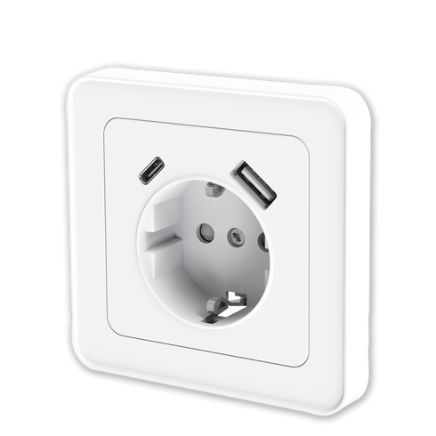 X.STIKK INNF ENKEL M/USB A+C HVIT 18W USB HURTIGKOBLING