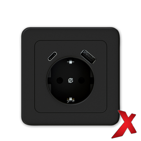 X.STIKK INNF ENKEL M/USB A+C SORT 18W USB HURTIGKOBLING