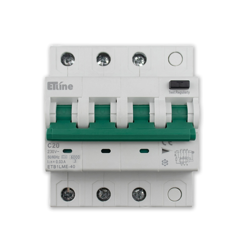ETLINE JFA EL 3P4M 20A-C-KAR IT/TT 30mA 6kA ELEKTRONISK