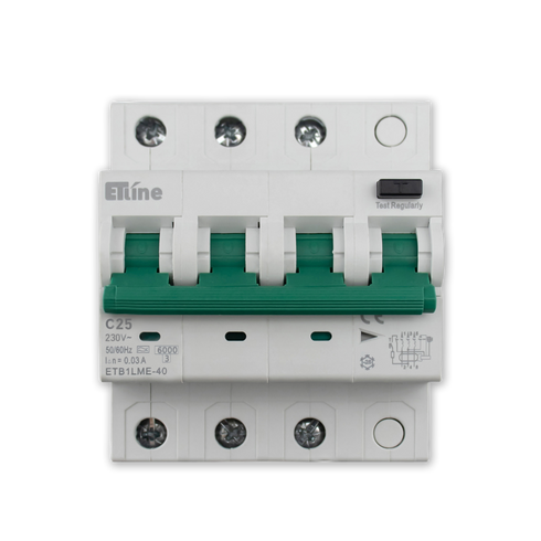 ETLINE JFA EL 3P4M 25A-C-KAR IT/TT 30mA 6kA ELEKTRONISK