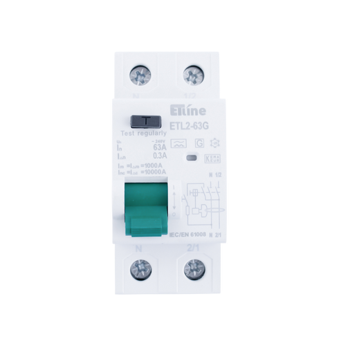 ETLINE JFB 2P2M 63A 300mA TYPE A, FORSINKELSE G(10MS)
