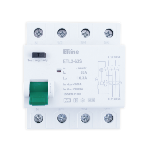 ETLINE JFB 4P4M 63A 300mA TYPE A, FORSINKELSE S(40MS)