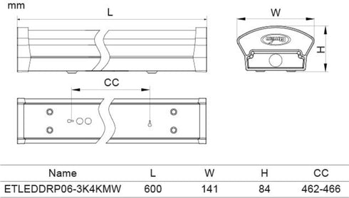ETLED DROP 18W, IP44 600MM 3000/4000K