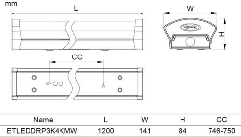ETLED DROP 41W, IP44 1200MM 3000/4000K