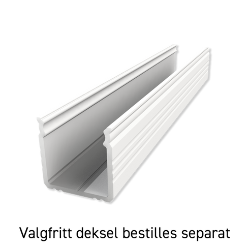 ETLED STRIP PROFIL HØY HVIT PÅVEGG H:16MM L:2020MM