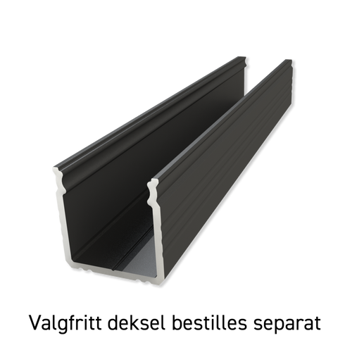 ETLED STRIP PROFIL HØY SORT PÅVEGG H:16MM L:2020MM