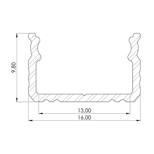 ETLED STRIP PROFIL LAV HVIT PÅVEGG H:10MM L:2020MM