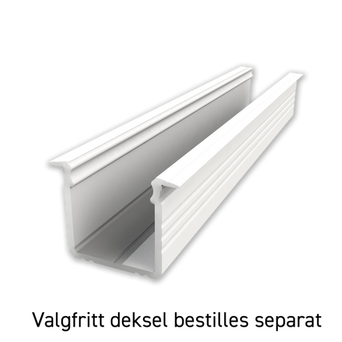 ETLED STRIP PROFIL HØY HVIT INNFELT H:15MM L2020MM