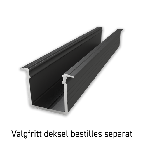 ETLED STRIP PROFIL HØY SORT INNFELT H:15MM L2020MM