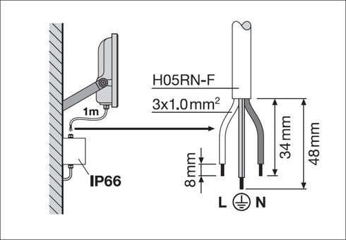 FLOODLIGHT 20 2200lm 830 PS SYM100 BK