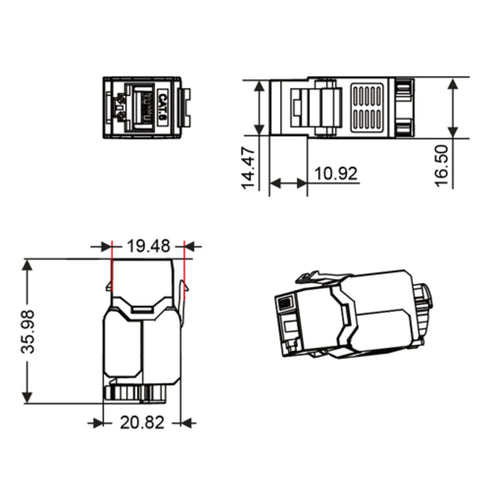 MODULÆRJACK KEYSTONE CAT6 RJ45 UTP