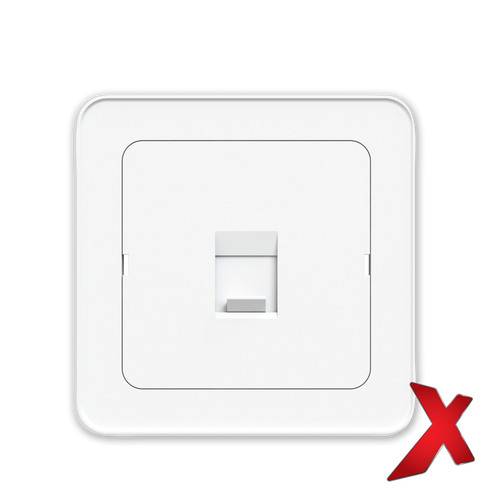 X.DATA DEKSEL 1xRJ45 RETT HVIT DEKSEL / SORT BAKSTYKKE