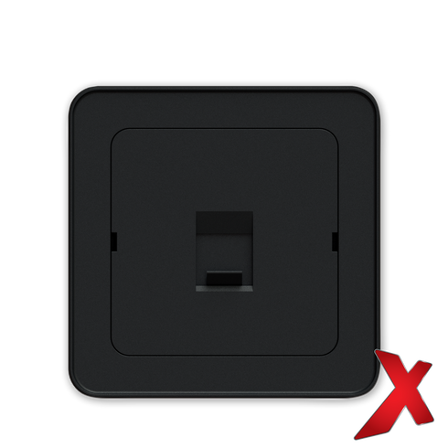 X.DATA DEKSEL 1xRJ45 RETT SORT DEKSEL / SORT BAKSTYKKE