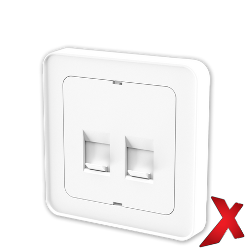 X.DATA DEKSEL 2xRJ45 RETT HVIT DEKSEL / SORT BAKSTYKKE