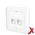 X.DATA DEKSEL 2xRJ45 RETT HVIT DEKSEL / SORT BAKSTYKKE