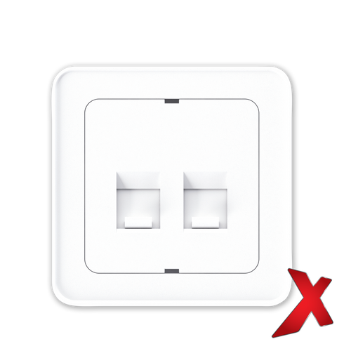 X.DATA DEKSEL 2xRJ45 RETT HVIT DEKSEL / SORT BAKSTYKKE