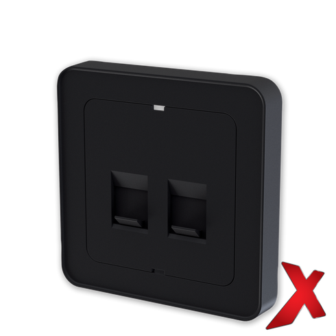 X.DATA DEKSEL 2xRJ45 RETT SORT DEKSEL /SORT BAKSTYKKE