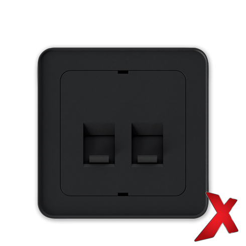 X.DATA DEKSEL 2xRJ45 RETT SORT DEKSEL /SORT BAKSTYKKE