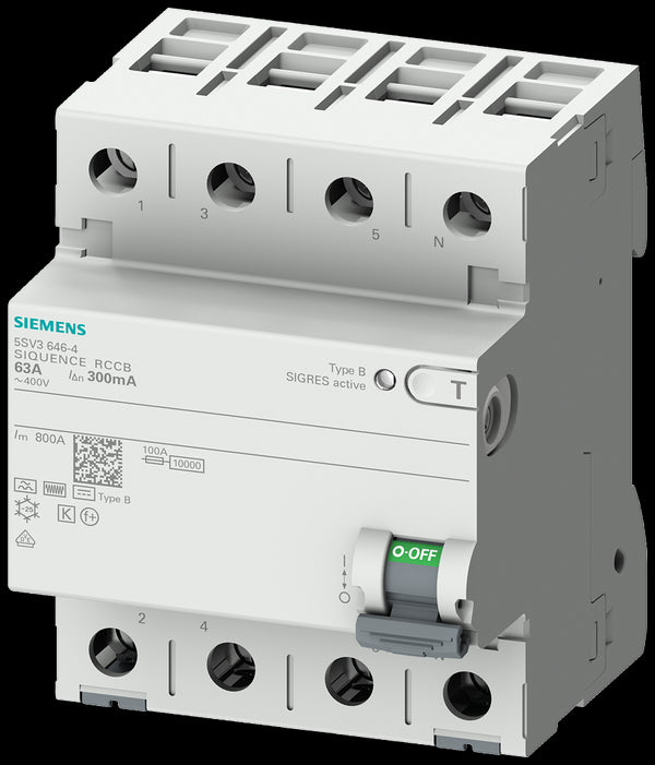 SIEMENS Jordfeilbryter type B - 5SV3344-4 - 40A - 30mA - 4-pol - Elbilgrossisten