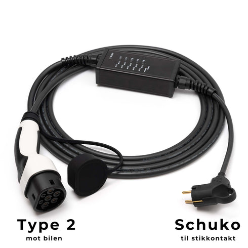 EBG SPARK LINE - Ladekabel til stikkontakt - Type 2 - Elbilgrossisten