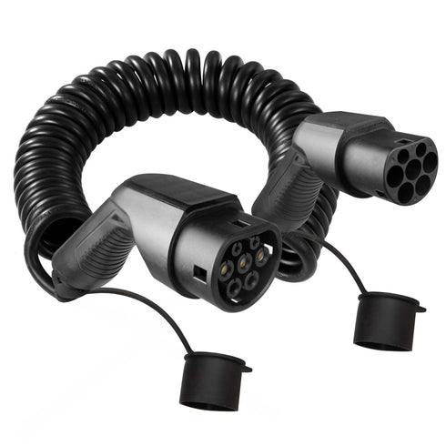 EBG - Type 2 til type 2 ladekabel - Spiralkabel - 32A/1-fase - 7,4 kW