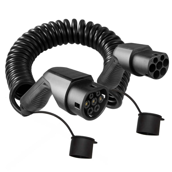 EBG - Type 2 til type 2 ladekabel - Spiralkabel - 32A/1-fase - 7,4 kW