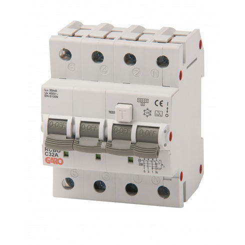 GARO — Jordfeilautomatsikring — Kombiautomatsikring —  Type A — 30mA — 16A/20A/25A/32A — C-KAR — 3+N