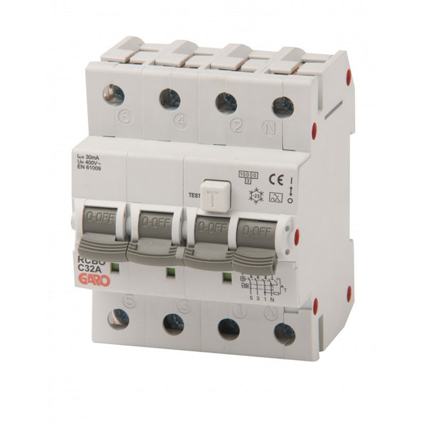 GARO — Jordfeilautomatsikring — Kombiautomatsikring —  Type A — 30mA — 16A/20A/25A/32A — C-KAR — 3+N
