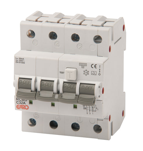 GARO — Jordfeilautomatsikring — Kombiautomatsikring — Type A — 30mA — 16A/20A/25A/32A — C-KAR — 3-pol
