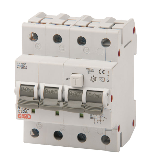 GARO — Jordfeilautomatsikring — Kombiautomatsikring —  Type A — 30mA — 16A/20A/25A/32A — C-KAR — 3-pol