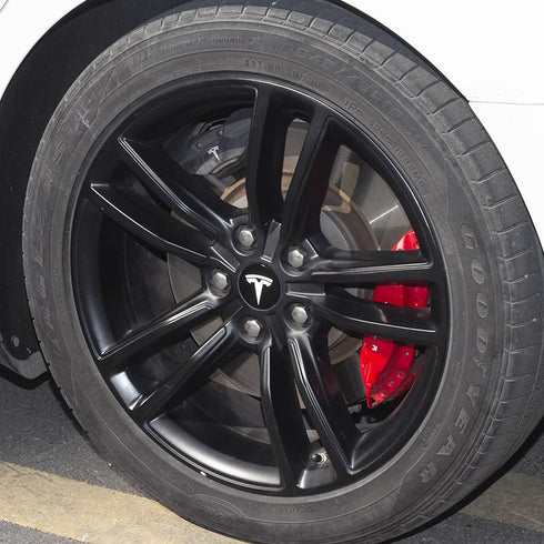 Hjulsenterkapsel - Wheel center hubs - Hvit på bil - Tesla Model S - Tesla Model X