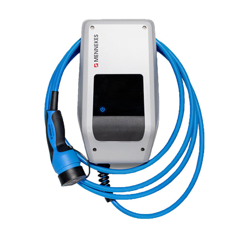 Mennekes Amtron Compact ladestasjon - 11 kW 16A 3-fase 400V - 5 meter ladekabel med type 2 plugg - Front - Elbilgrossisten