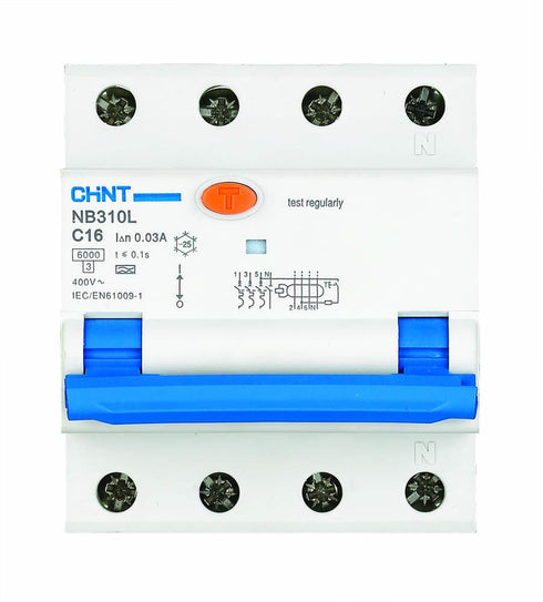 CHiNT — Jordfeilautomatsikring — Kombiautomatsikring —  Type A — 30mA — 40A — C-KAR — 3+N