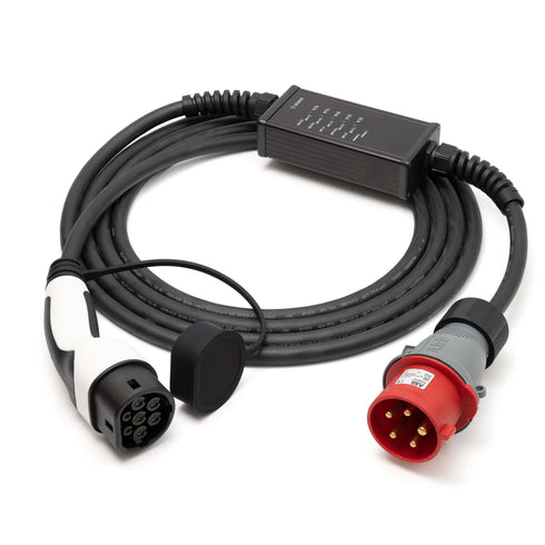 SPARK RED 32 ladekabel — 432-6 (32A/3-fase) rød industriplugg — Type 2 plugg — Elbilgrossisten