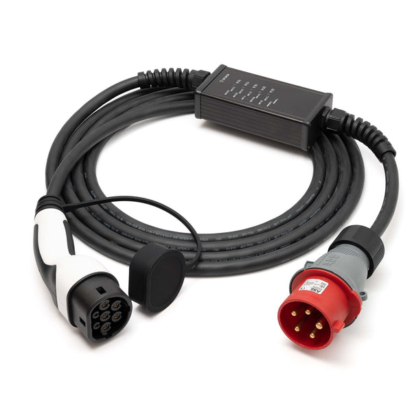 SPARK RED 32 ladekabel — 432-6 (32A/3-fase) rød industriplugg — Type 2 plugg — Elbilgrossisten